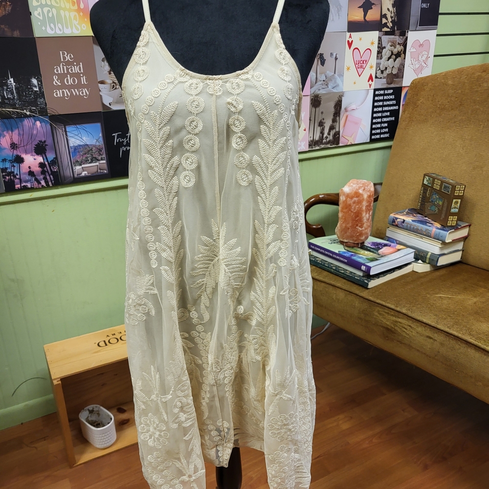 Miami Cream Embroidered Dress